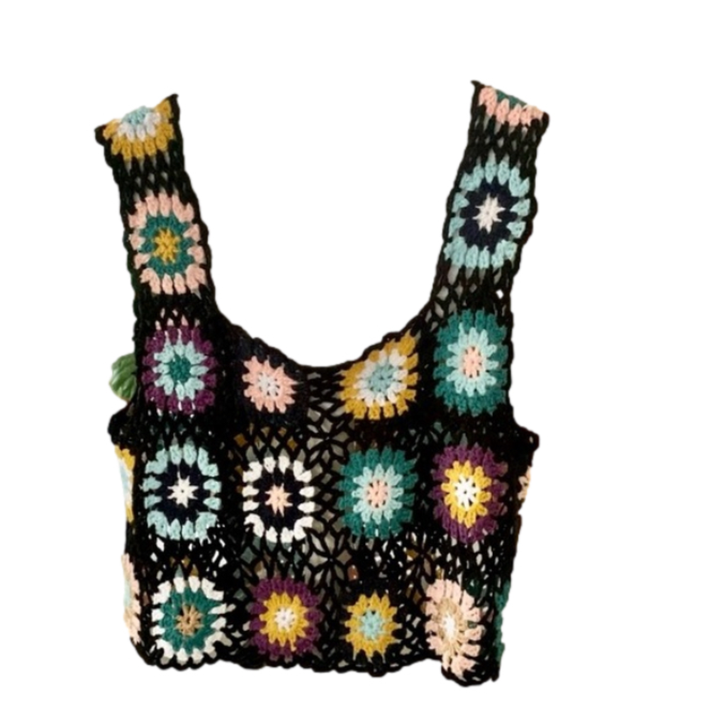 Crochet Cropped Sleeveless Sweater